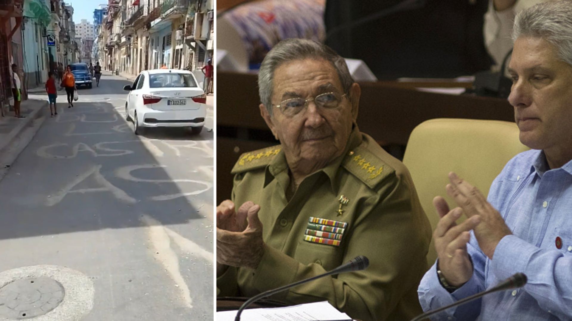 “Abajo la dictadura, Castros asesinos”: escriben enorme cartel en La Habana en pleno día