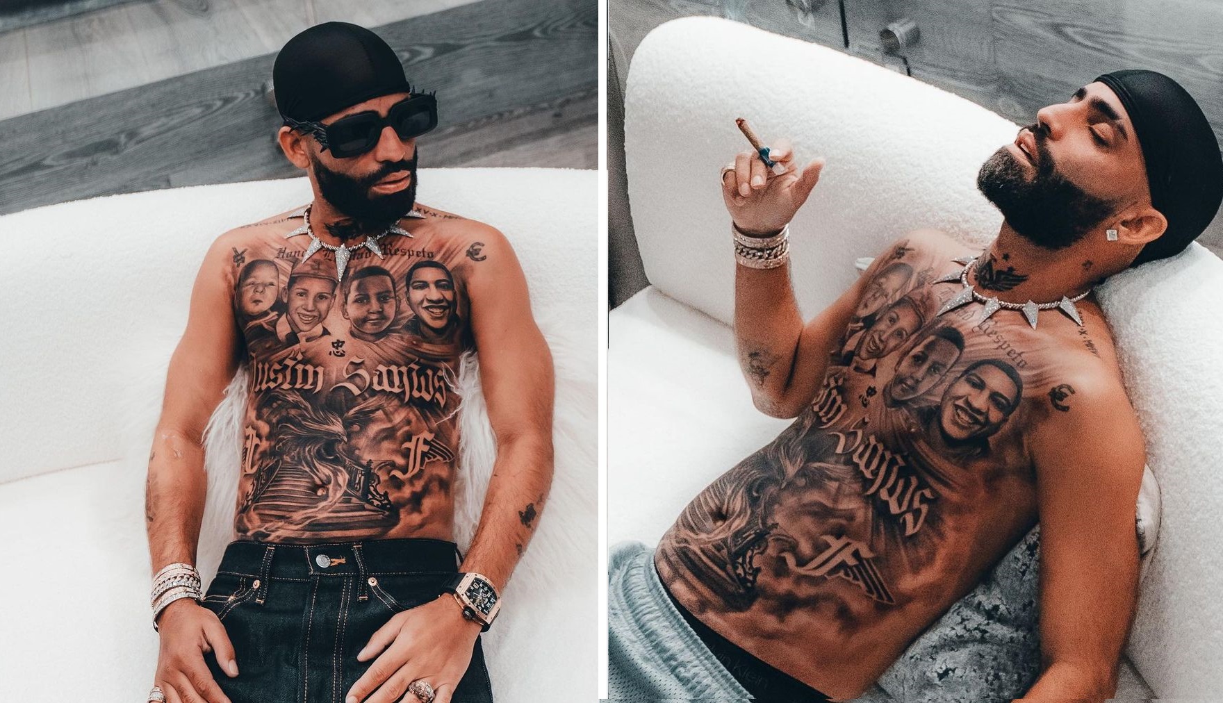 Arcángel mostró su enorme tatuaje para recordar al hermano fallecido 