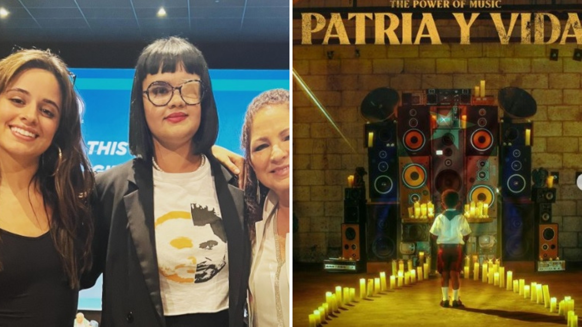 Camila Cabello y Gloria Estefan en el estreno del documental de “Patria y Vida” en Miami Film Festival 