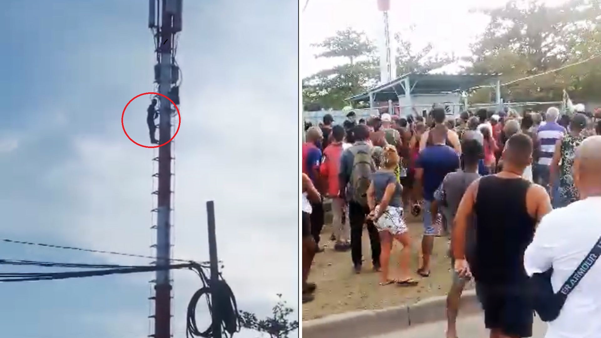 Cienfuegos: cubano protesta desde una torre de Etecsa y es detenido