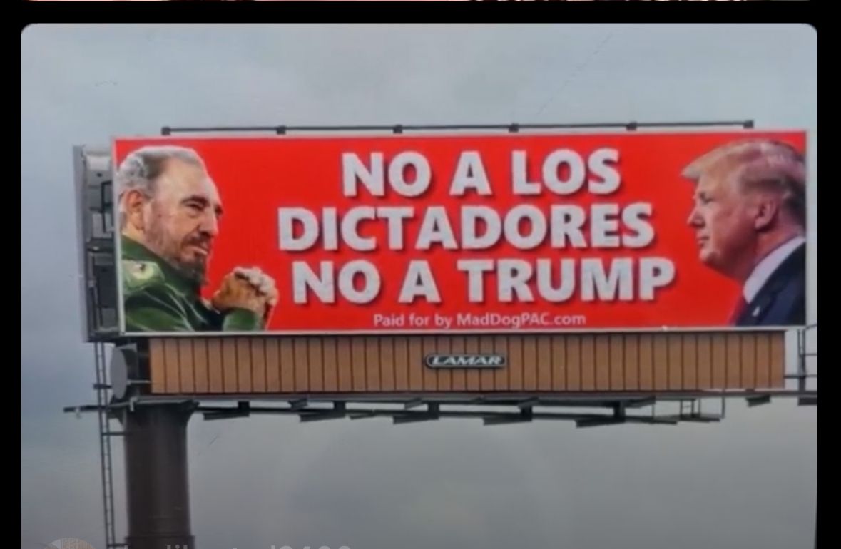 Comparan a Donald Trump con Fidel Castro en un cartel publicitario de Miami