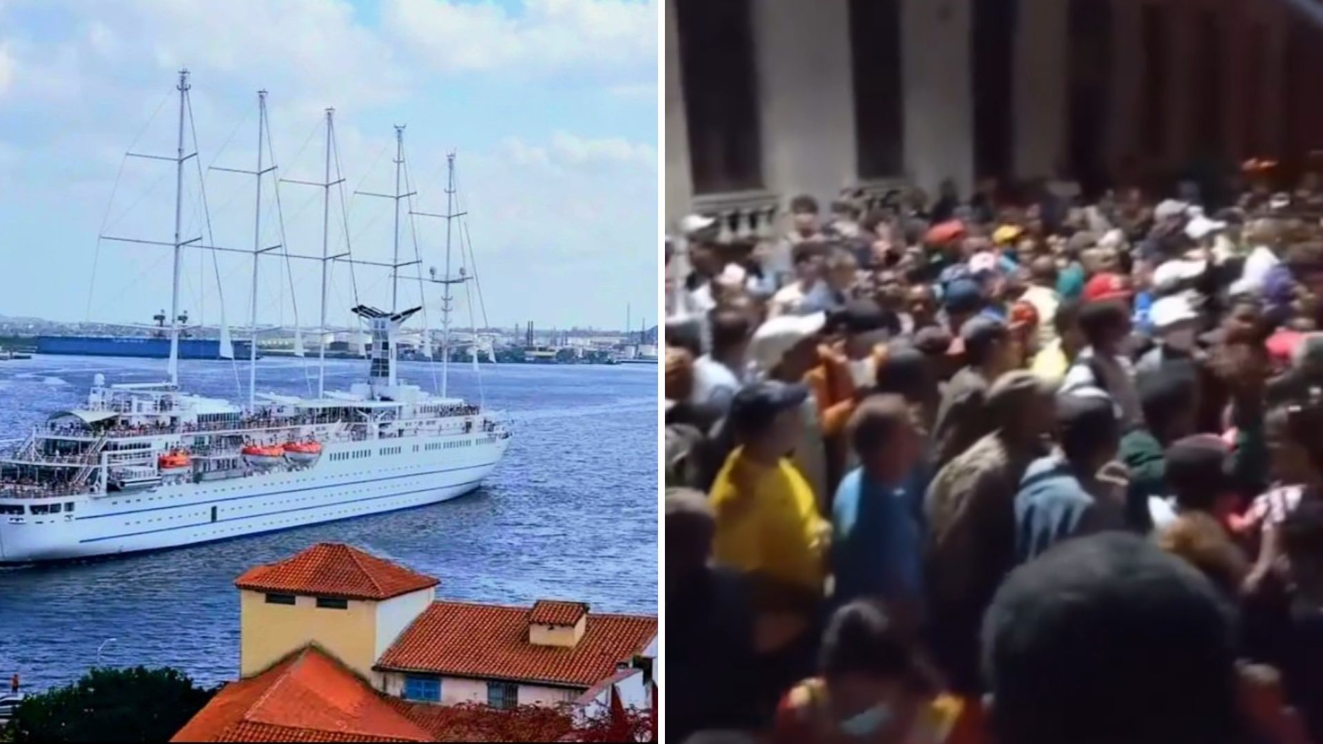 Crucero de lujo llega a Cuba mientras miles de personas sacan pasaporte para huir