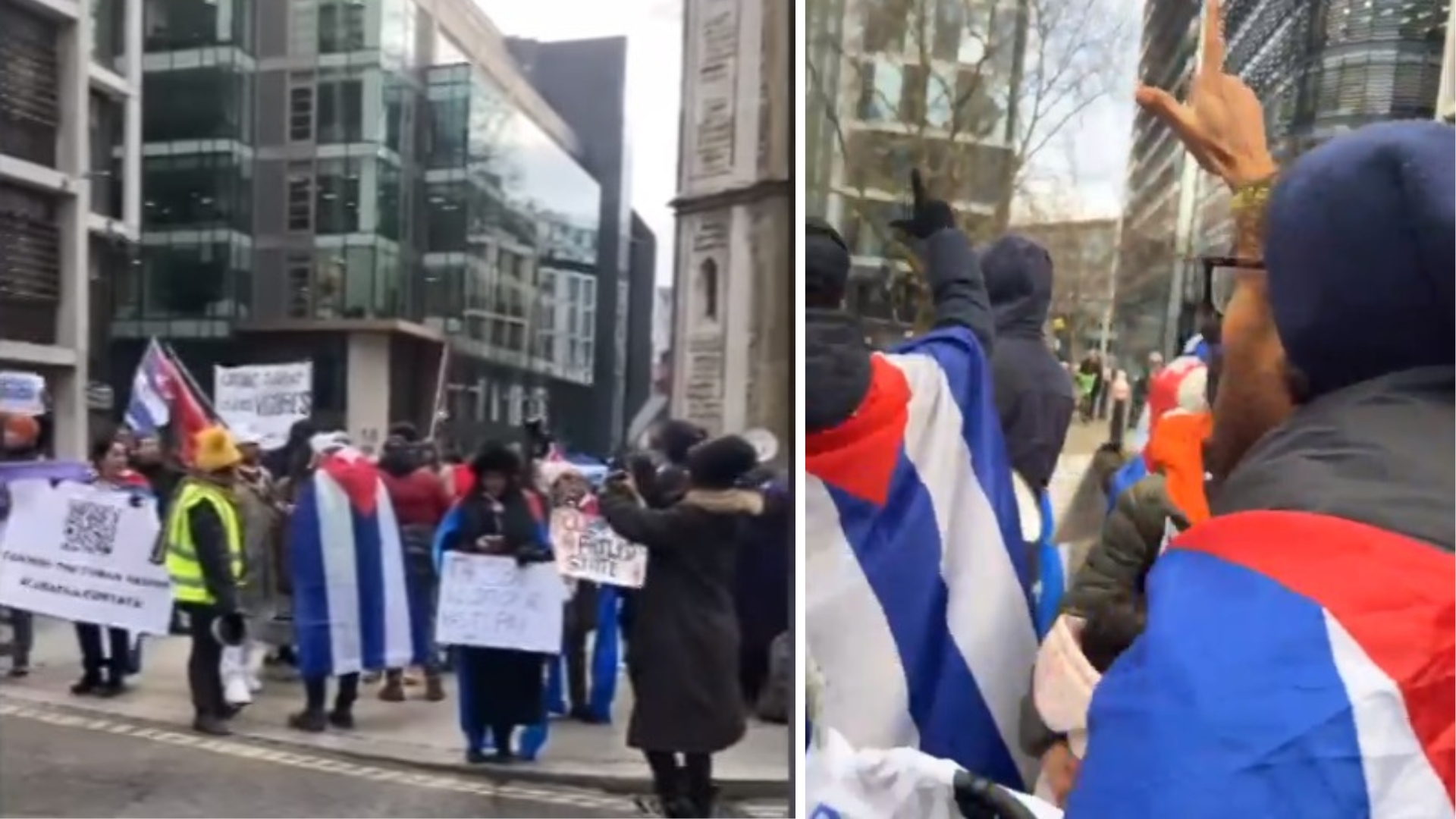 Cubanos exigen en Londres libertad para presos políticos durante juicio por deudas del régimen