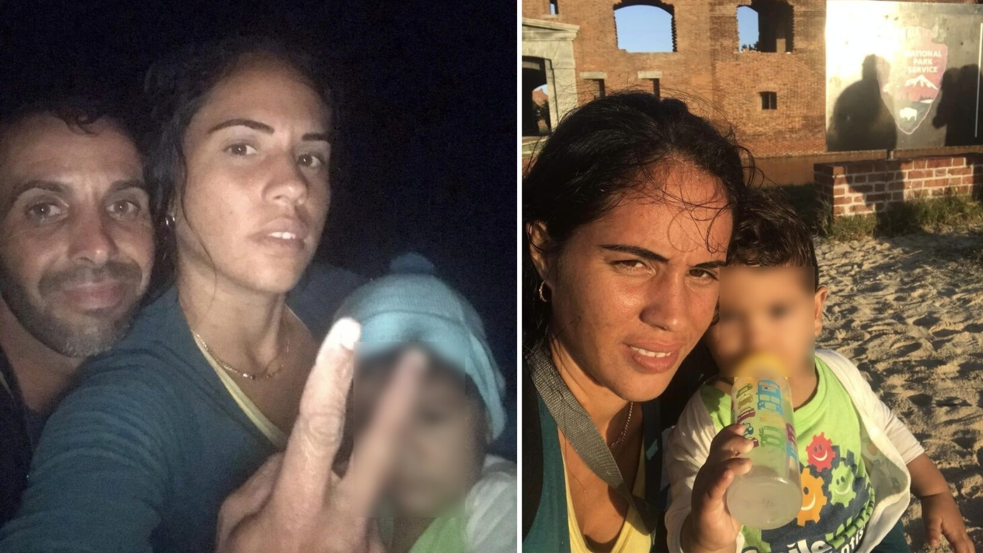 Familia cubana de balseros llega a Florida con su pequeño niño