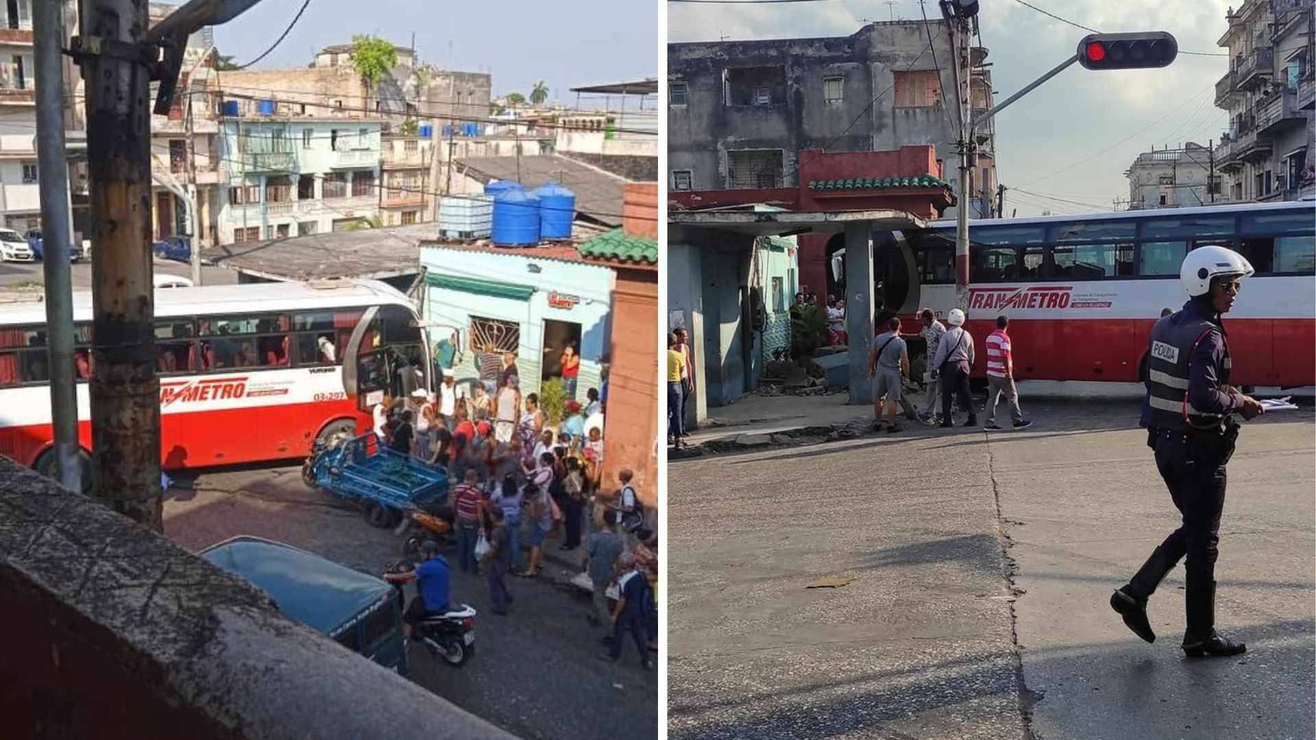 Guagua se estrella contra el portal de una casa en La Habana
