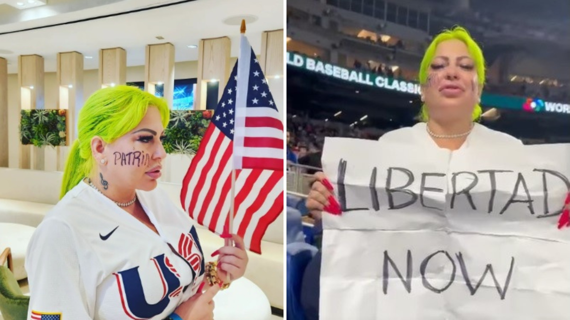 La Diosa reclama “libertad para Cuba” en partido del Clásico Mundial