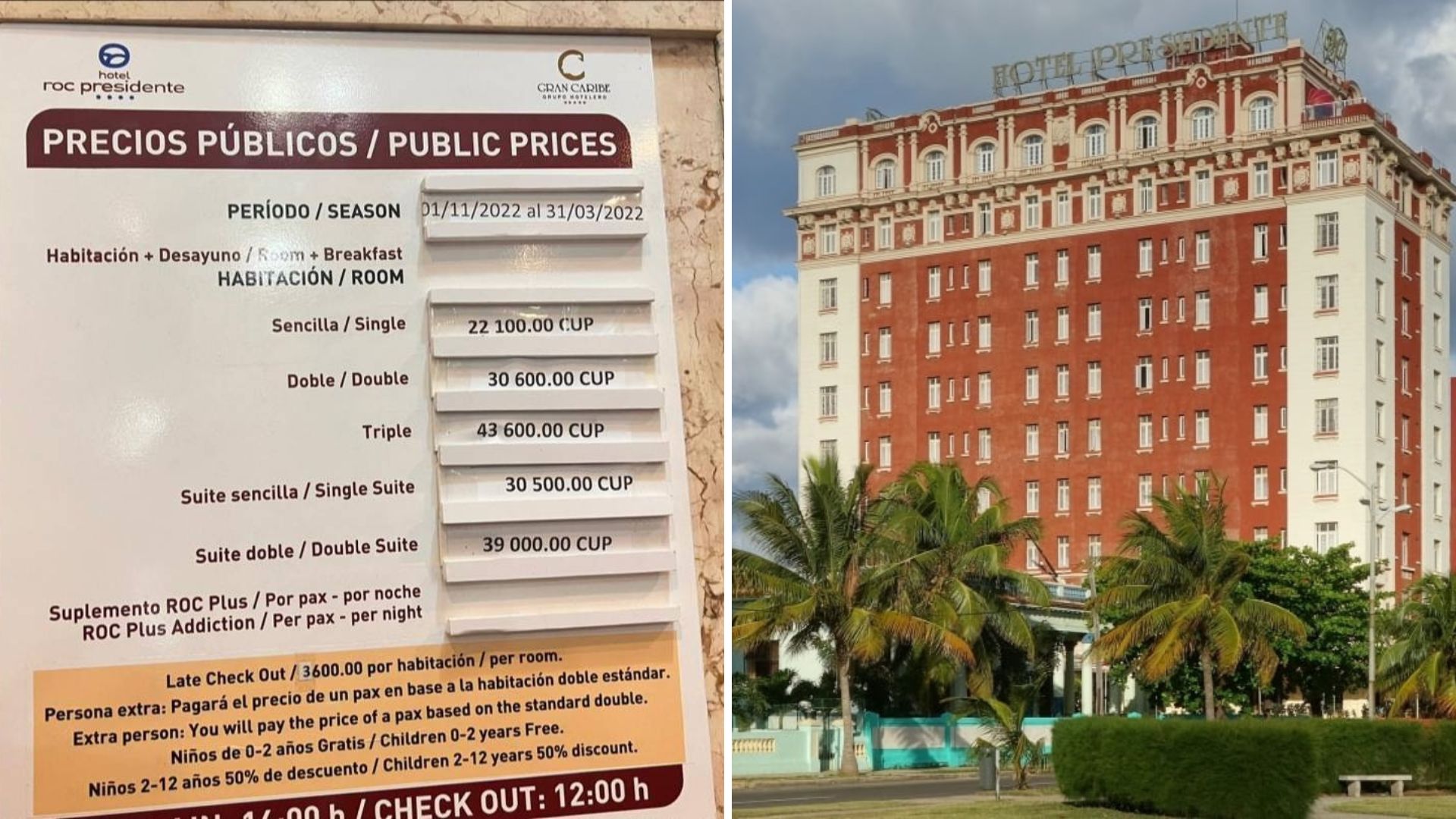 La Habana: Hotel Presidente cobra casi 44 mil pesos por una noche 