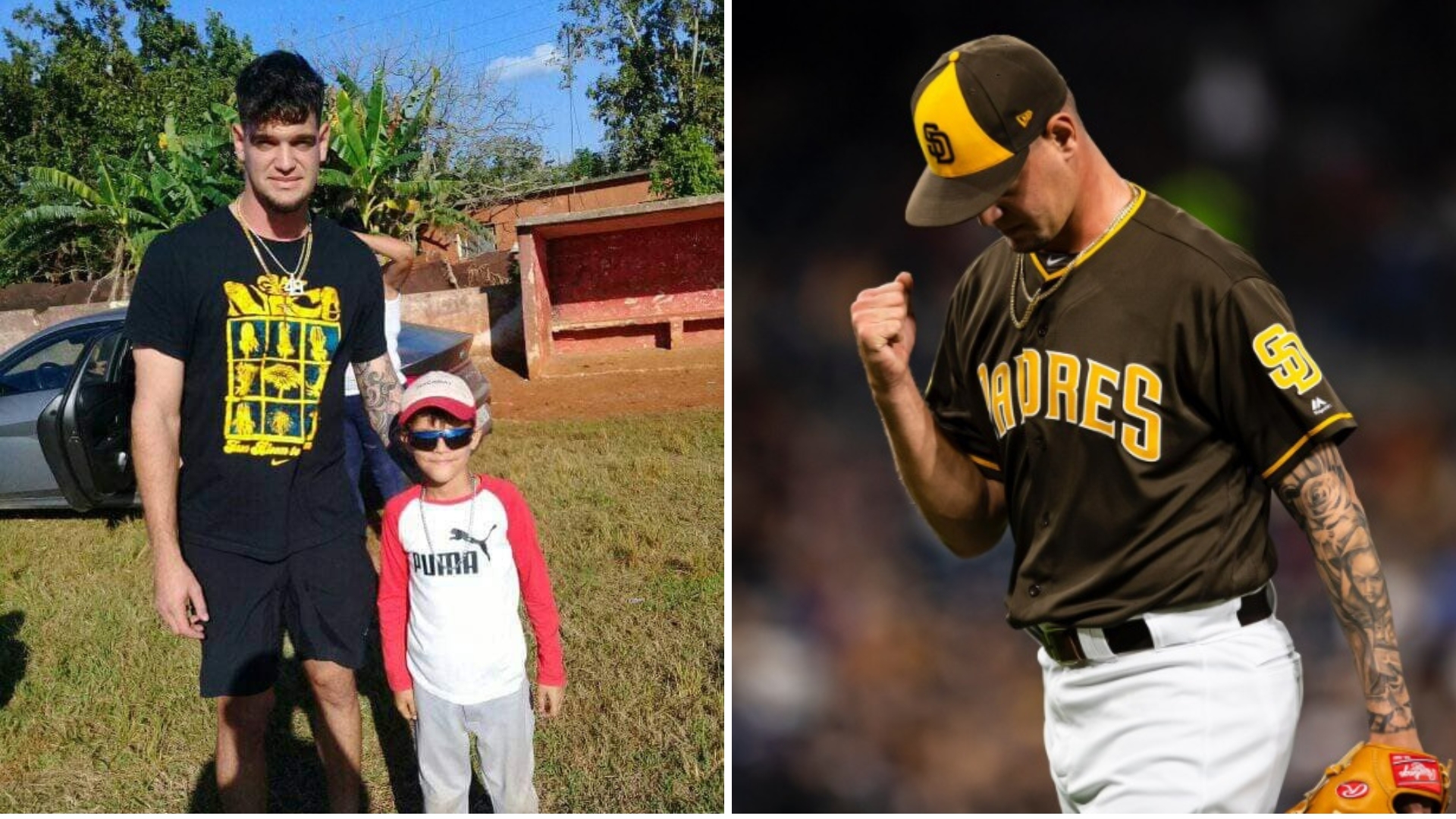 Lanzador cubano de MLB de visita en la isla regala implementos deportivos