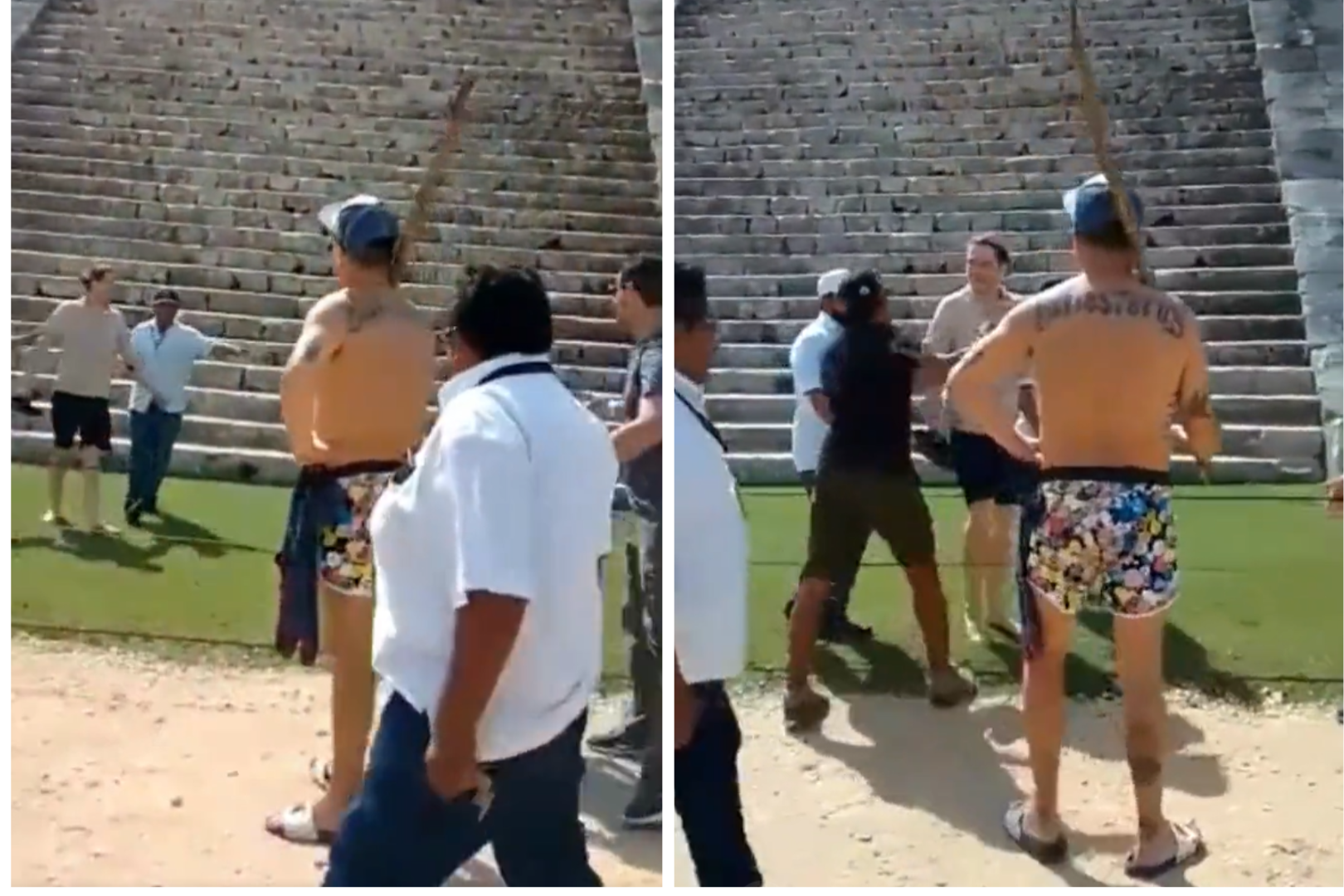 México: Turista recibe fuerte golpiza por subir a la pirámide de Chichén Itzá