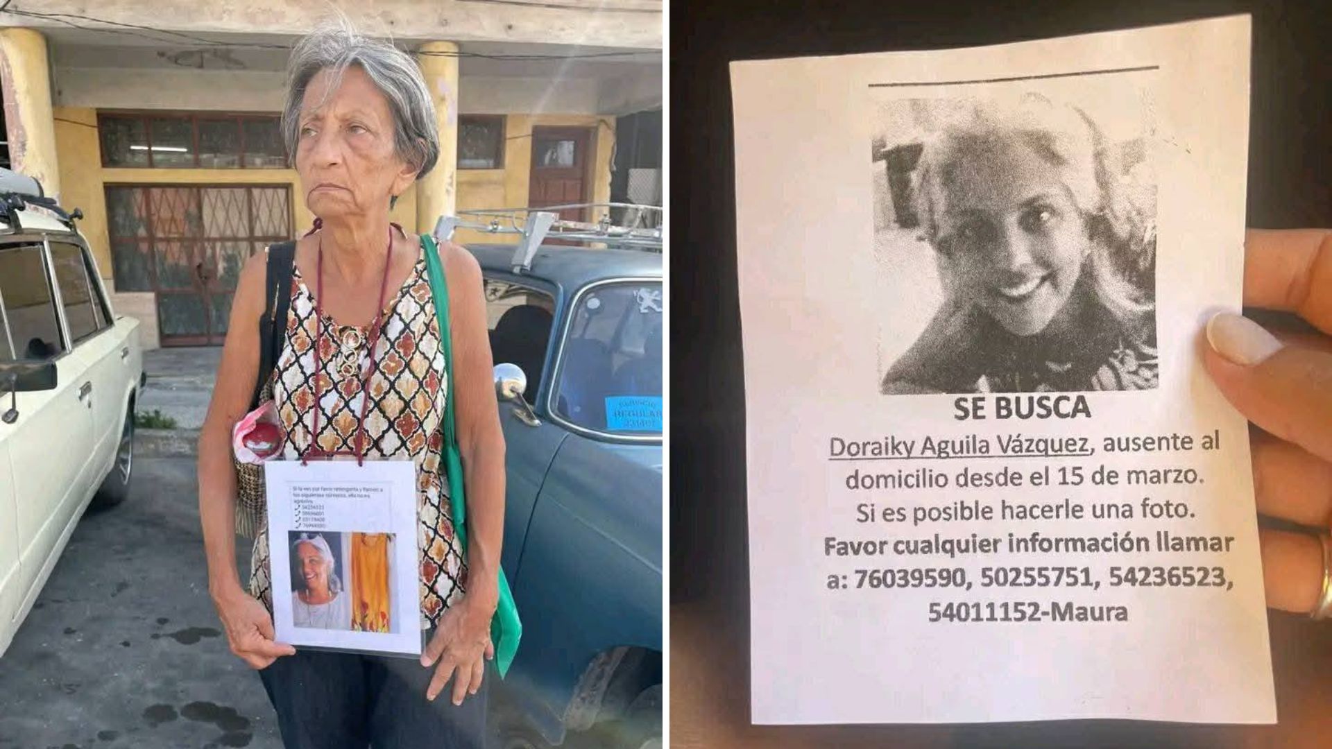 Madre cubana sale a las calle con cartel de su hija tras meses desaparecida