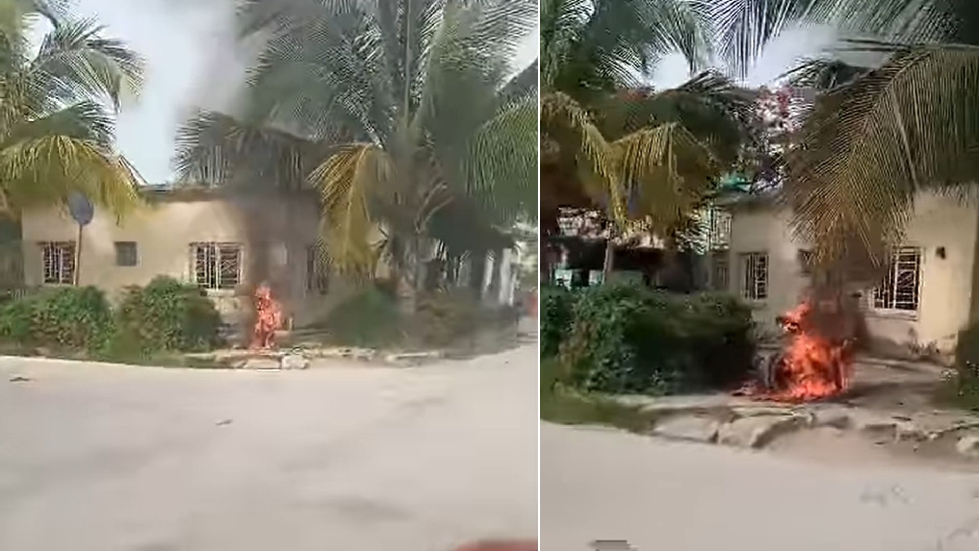 Moto eléctrica se incendia en parqueo de un hospital de Camagüey