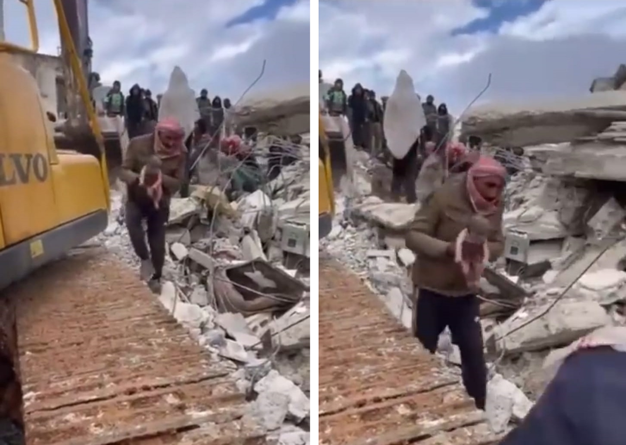 Mujer da a luz en medio de los escombros en Siria: ¡La niña es la única sobreviviente de la familia!