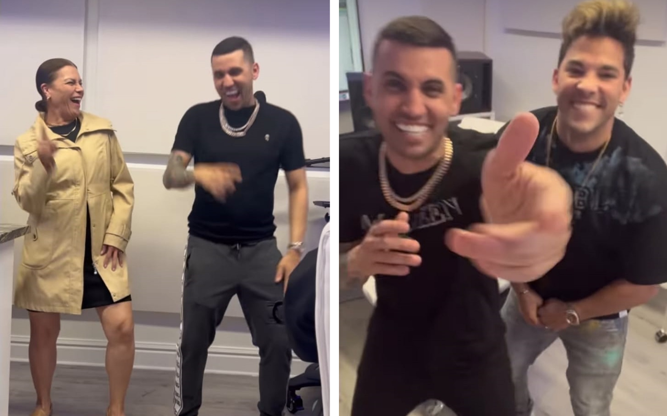 Olga Tañón, Lenier Mesa y Erick Lexi “gozaron” mientras grababan una nueva canción