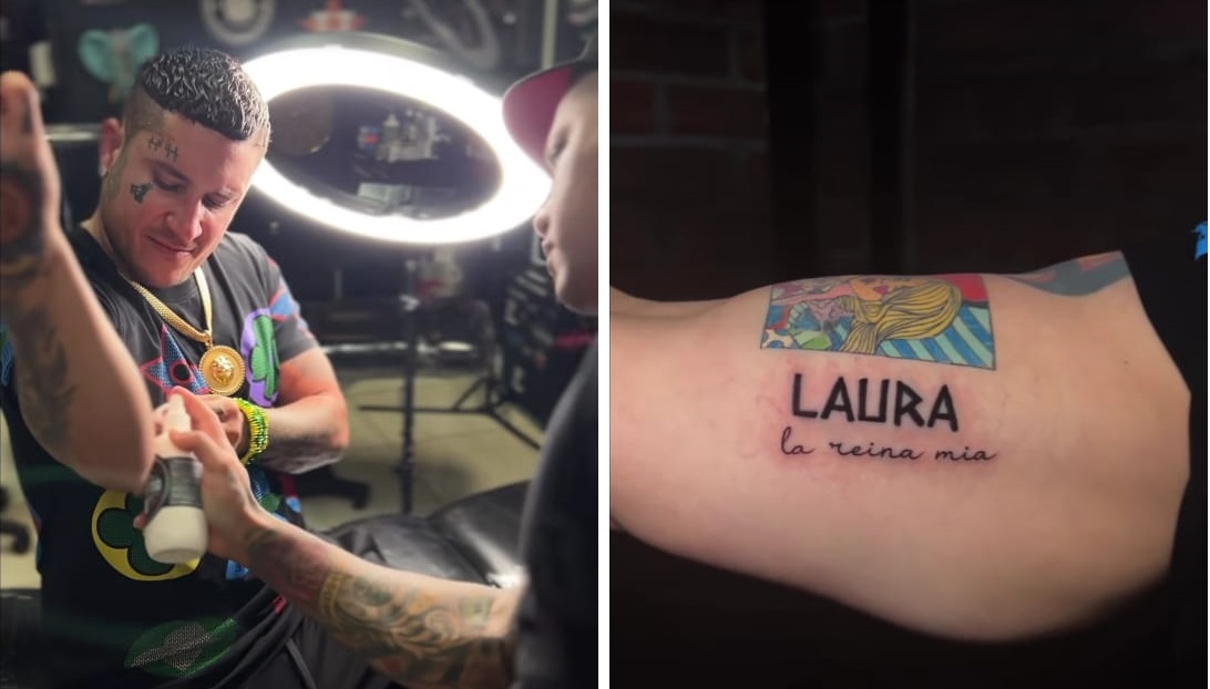 Osmani García se tatúa el nombre de su esposa Laura, en una tierna declaración de amor 