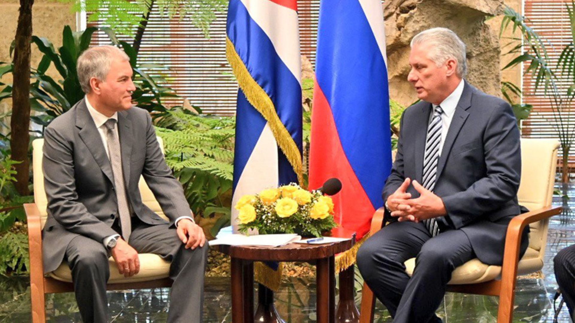 Presidente de la Duma Estatal rusa se reúne con mandatario Miguel Díaz-Canel