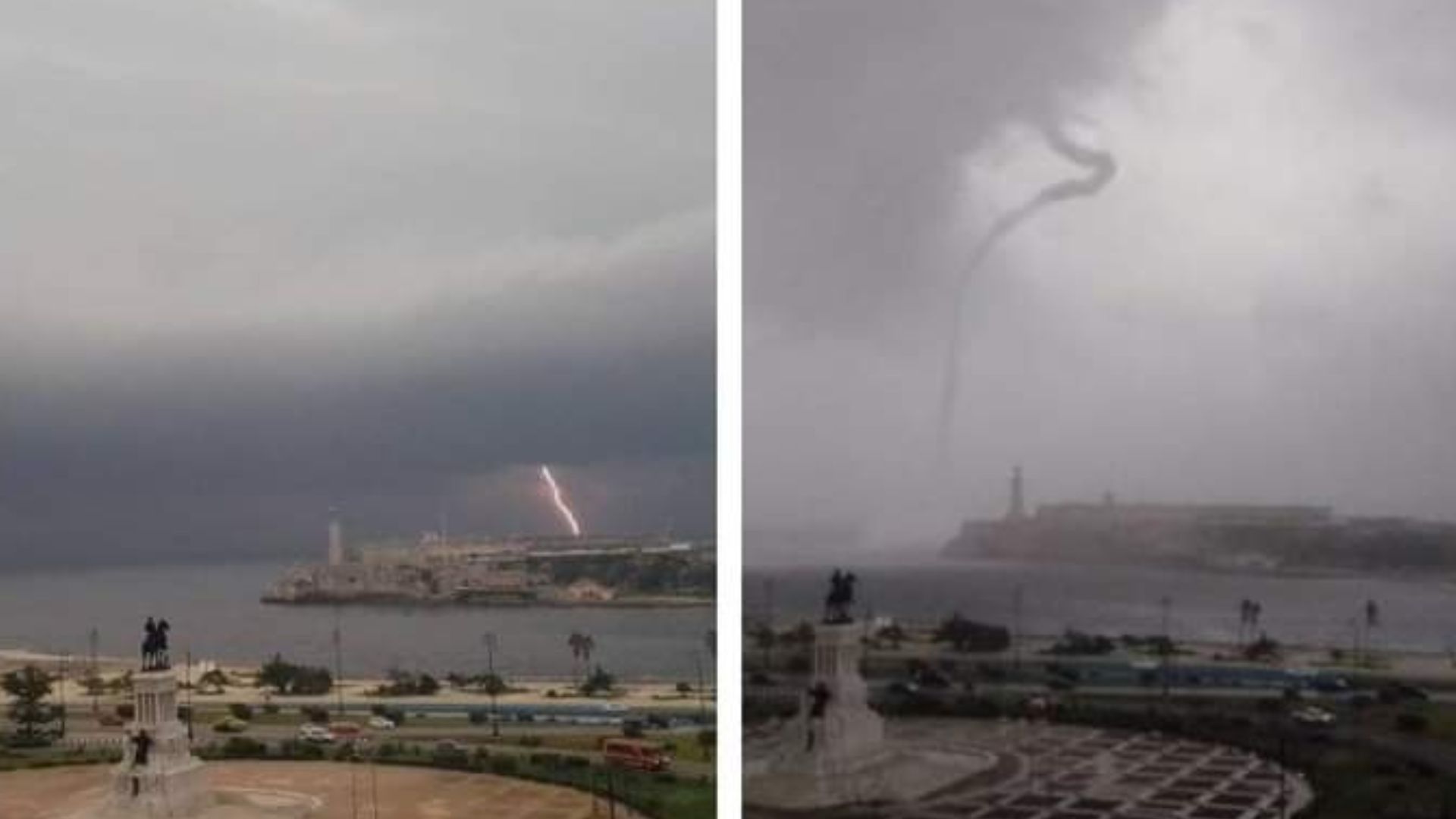 Primer frente frío llega a Cuba con una tromba marina