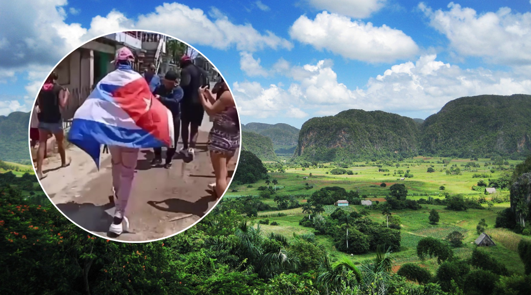 Tekashi 6ix9ine alborota barrio de Pinar del Río envuelto en bandera cubana