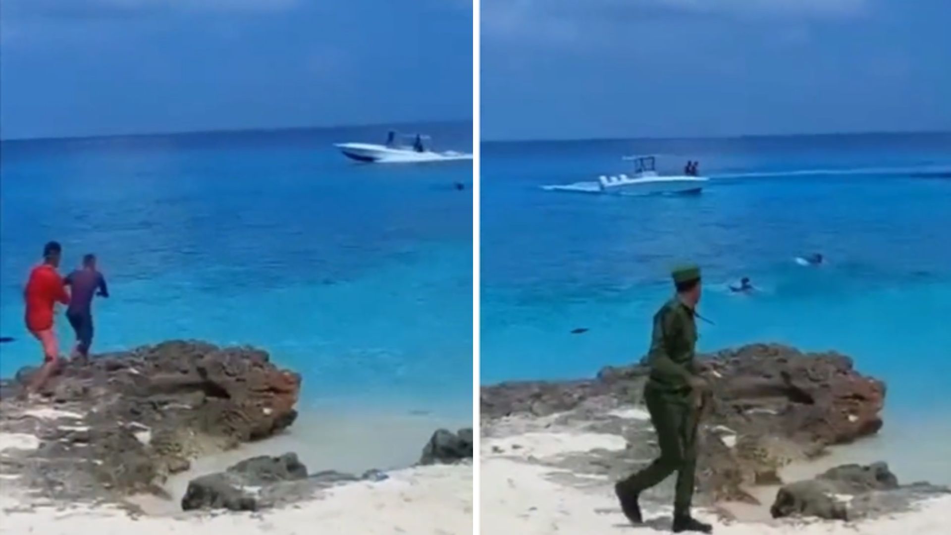 VIDEO: Balseros cubanos nadan hacia lancha rápida y guardacostas no lo impiden
