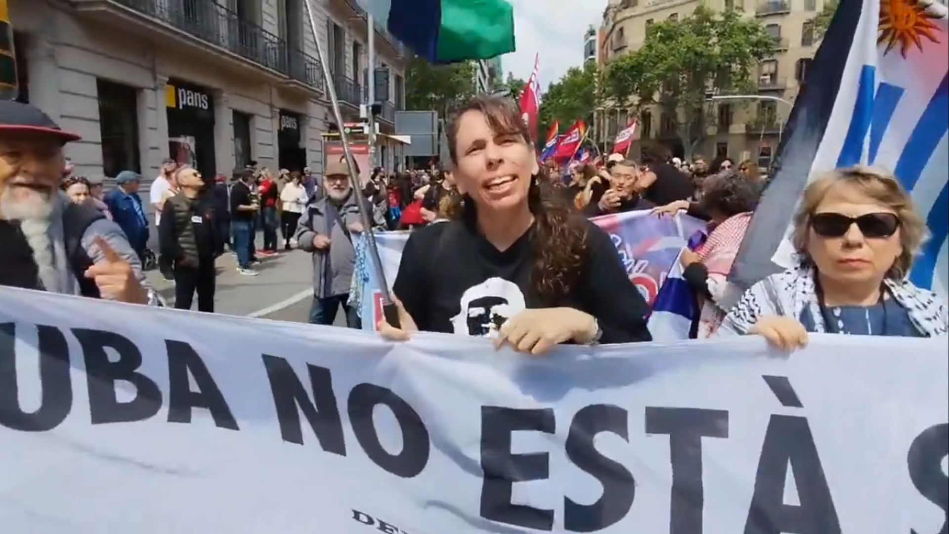 VIDEO: Defensores del régimen cubano se manifiestan en Barcelona