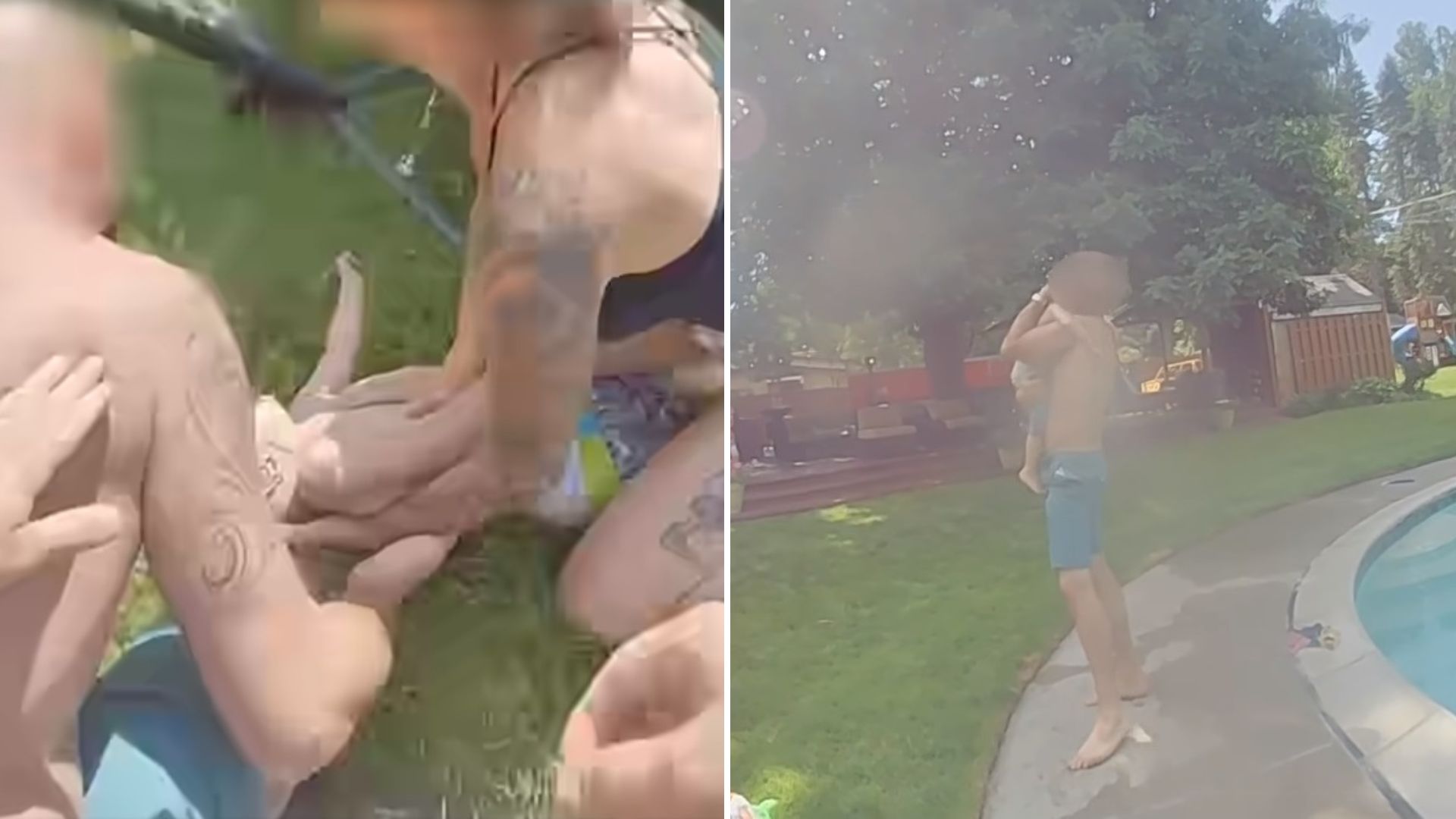 VIDEO: Dramático momento en que oficial salva a niño de 2 años de casi ahogarse 