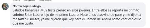 Comentario en redes sociales.