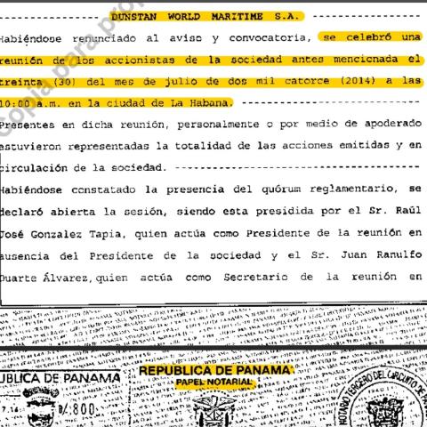 Documentos de la Junta celebrada en La Habana en 2014