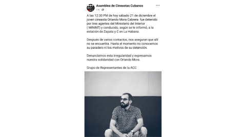 La Asamblea de Cineastas denunció la detención de Mora