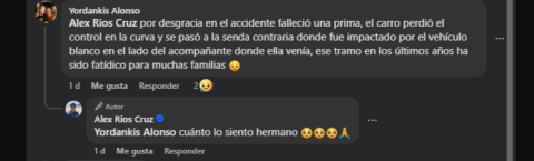 Comentario en la publicación.