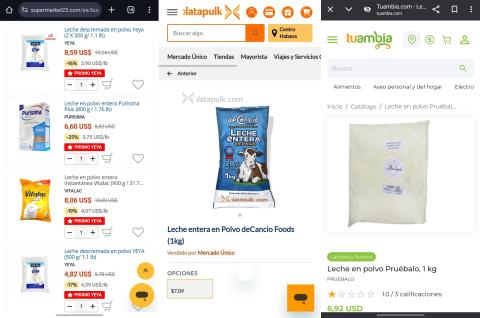 Venta de leche en polvo en las plataformas